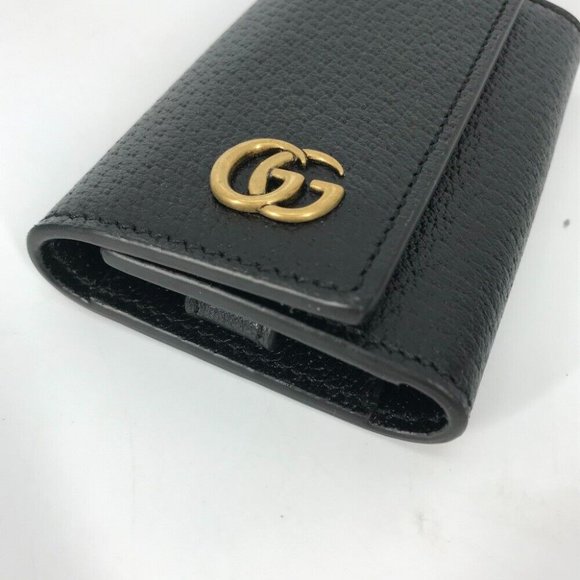GUCCI GG Marmont 6-Ring key with key ring Key Case Leather Black/Gold - Picture 3 of 10